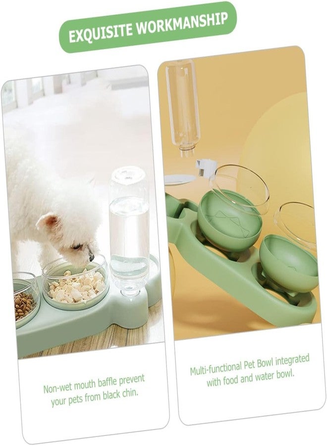 BIYALI Plastic Pet Water Dispenser-3In1 Pet Double Bowls 2 Food Bowls 1 Water Feeder Set Food Feeder Set For Cats Puppy Small Dogs|Easy Cleaning With Water Bottle For Indoor For Cat Dog,?10x30x10 cm - Image 4